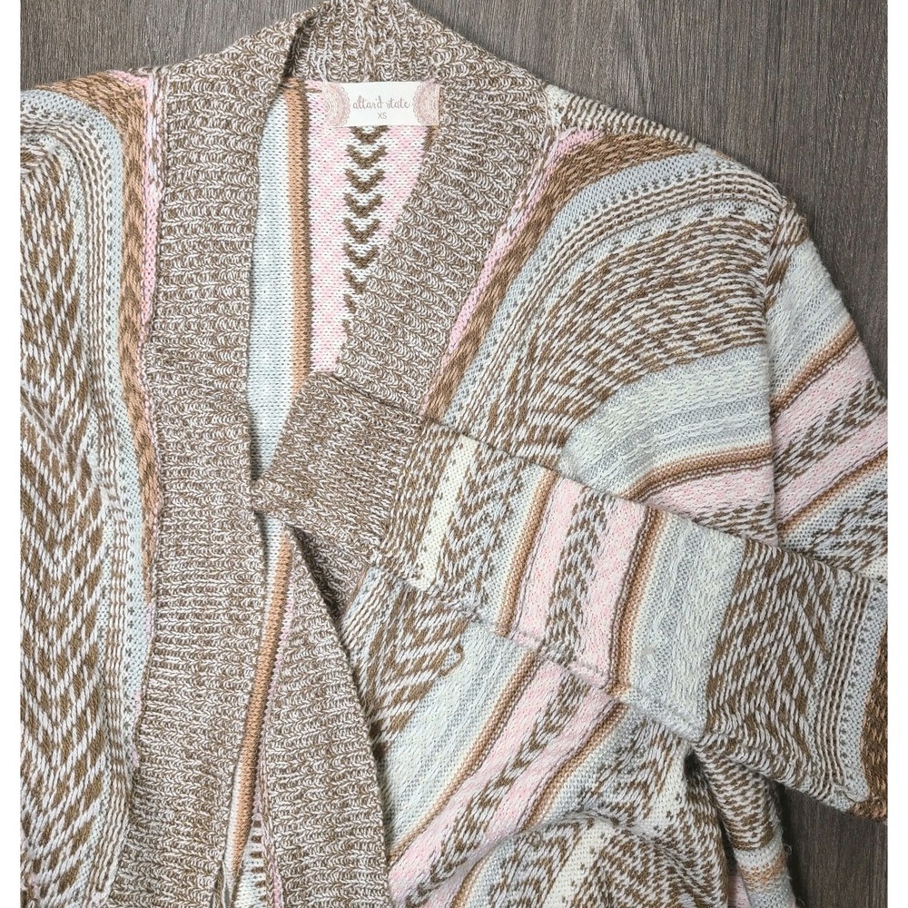 Altard State Cardigan Womens XS Boho Geometric Fringe Waterfall Kimono Duster